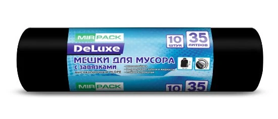 Мешки для мусора с завязками 35 л, 30 мкм, чёрные, 10 шт.